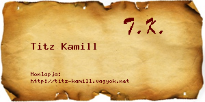 Titz Kamill névjegykártya